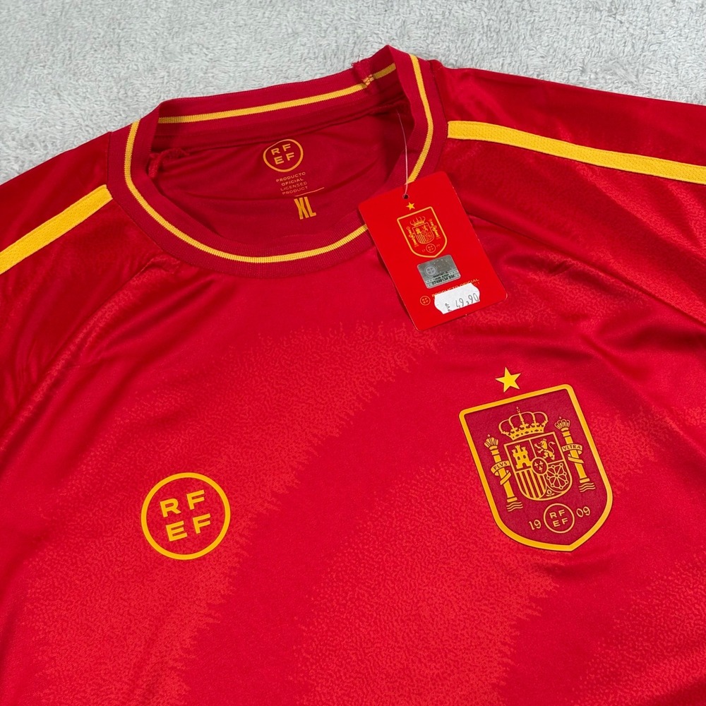 Spain National Team RFEF Home Soccer Jersey Red Yellow Mens XL
